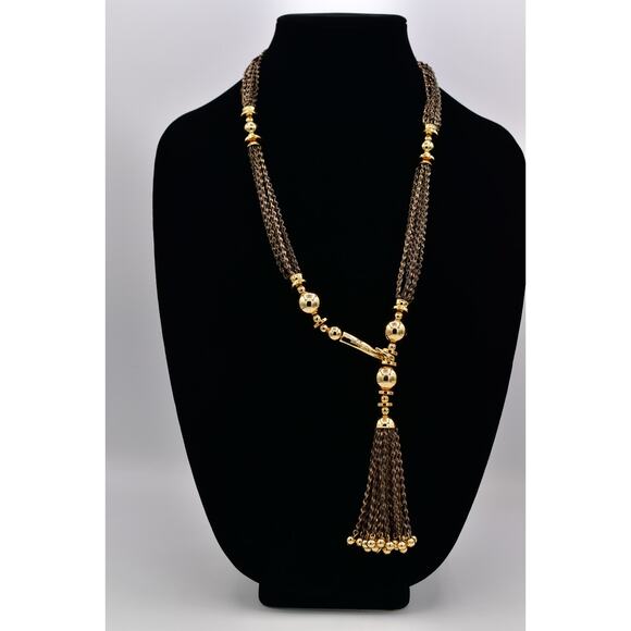 Stella & Dot Vintage Tassel Beaded Statement Necklace Antiqued Chunky Y2K BinBD - Picture 1 of 12